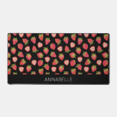 Aardbeienpatroon Zwart Rood Voornaam Bureaumat (Voorkant)