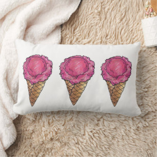 Aardbeienschep Roze Ice Cream Waffle Cone Food Kussen