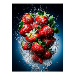 Aardbeiensplash Perfect Poster