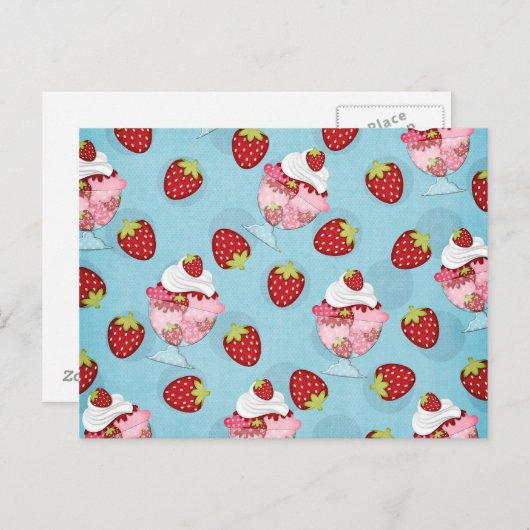 aardbeienstaart briefkaart (Voorkant / Achterkant)