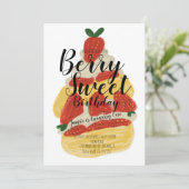 Aardbeientaart Dessert Party Kaart (Staand voorkant)