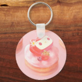 Aardbeientaart illustratie sleutelhanger (Voorkant)