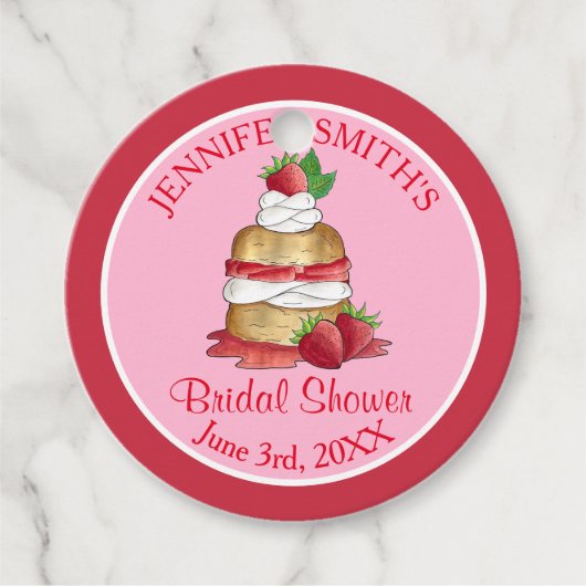 Aardbeientaart Shortcake Vrijgezellenfeest Verjaar Bedankjes Labels (Voorkant)
