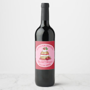 Aardbeientaart Shortcake Vrijgezellenfeest Verjaar Wijn Etiket