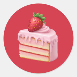 Aardbeientaart Slice Emoji - Sweet Dessert Art Ronde Sticker