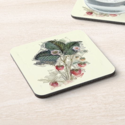  aardbeientekening Plant Tekening Bier Onderzetter (Linkerzijde)