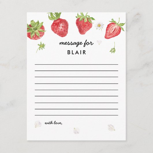 Aardbeienthema Birthday Time Capsule Note (Voorkant)