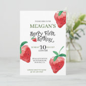 aardbeienthema, eerste verjaardag, kinderverjaarda (Staand voorkant)