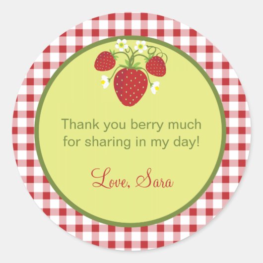 Aardbeienthema Favor Sticker (Voorkant)