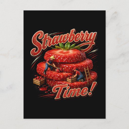 Aardbeientijd! Briefkaart (Voorkant)