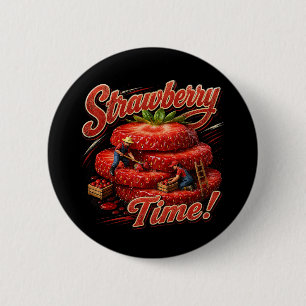 Aardbeientijd! Ronde Button 5,7 Cm