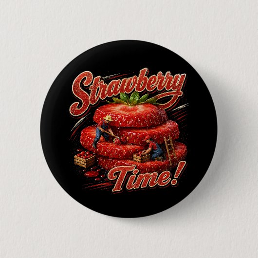 Aardbeientijd! Ronde Button 5,7 Cm (Voorkant)
