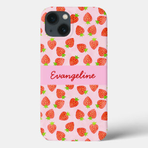  aardbeientroompatroon, speciaal aangepast iPhone 13 hoesje