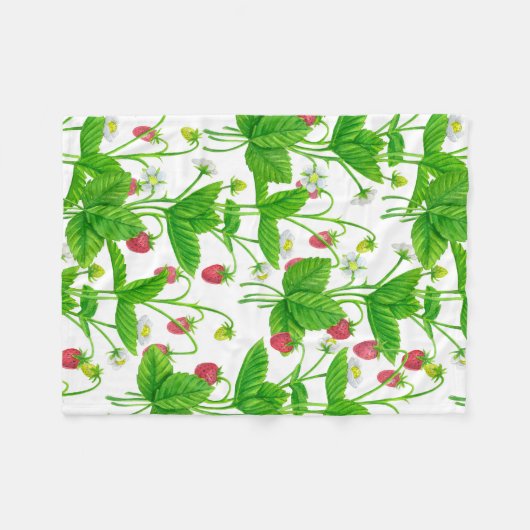 Aardbeientuin Fleece Deken (Voorkant (Horizontaal))
