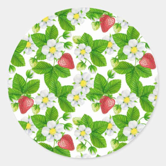 Aardbeientuin Ronde Sticker (Voorkant)