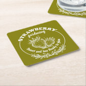 aardbeientuinieren vierkante kartonnen onderzetter (Schuin)