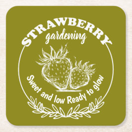 aardbeientuinieren vierkante kartonnen onderzetter