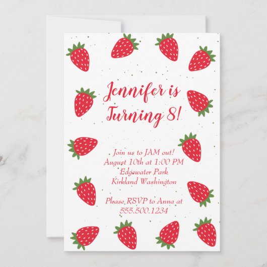 Aardbeienuitnodiging Kaart (Voorkant)