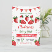 Aardbeienuitnodiging Kaart (Staand voorkant)
