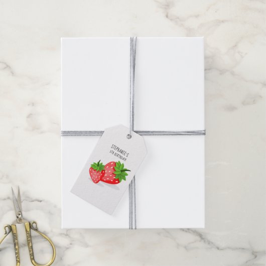 Aardbeienveld Cadeaulabel (Met Touw)