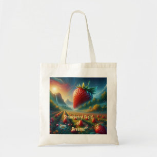 Aardbeienveld van dromen tote bag