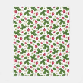 Aardbeienvelden op wit fleece deken