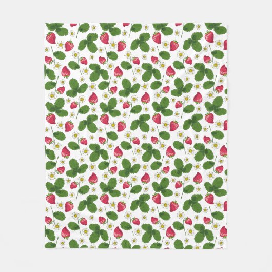 Aardbeienvelden op wit fleece deken (Voorkant)