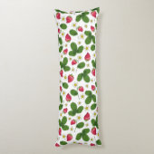 Aardbeienvelden op wit lichaamskussen (Achterkant (Verticaal))