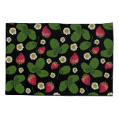 Aardbeienvelden op zwart kussensloop (Achterkant-Links)