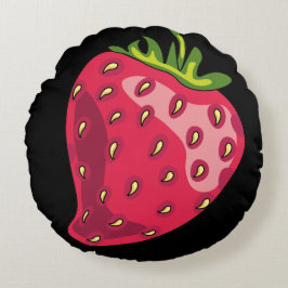 Aardbeienvelden op zwart rond kussen