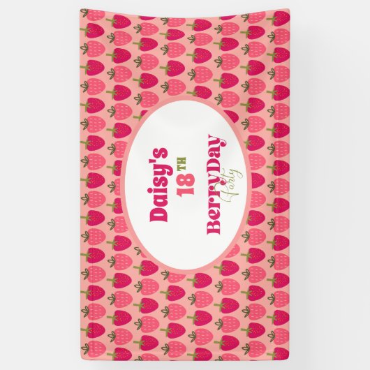 Aardbeienvelden Verrukking Verjaardag Spandoek (Verticaal)
