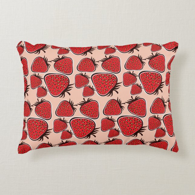 Aardbeienverrukking:  patroonbedel. accent kussen (Voorkant)
