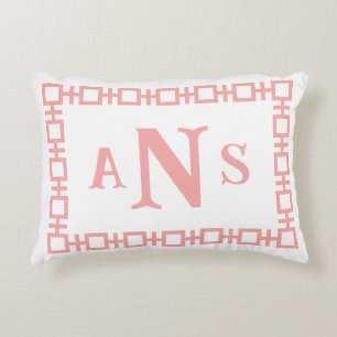 Aardbeienvierkant Grieks sleutelmonogram Accent Kussen