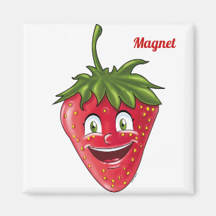 Aardbeienvruchten grappige cartoon met de hand ges magneet