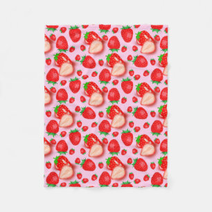 Aardbeienvruchten op roze patroon ontwerp fleece deken