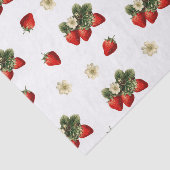 Aardbeienweefselpapier met bloesems op wit tissuepapier (Detail)