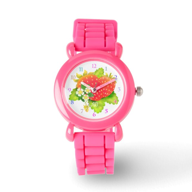 Aardbeienwit Horloge (Voorkant)