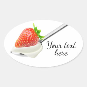 Aardbeienyoghurt Ovale Sticker