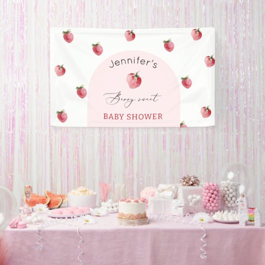 Aardbeienzoet baby shower spandoek (Feest)