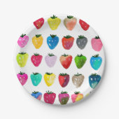 Aardbeienzoetheid waterverf schattige vruchten papieren bordje (Voorkant)