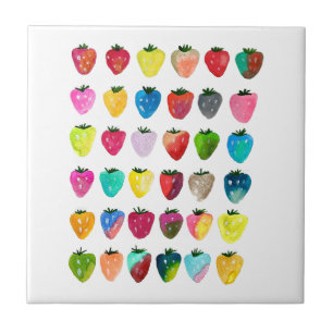 Aardbeienzoetheid waterverf schattige vruchten tegeltje