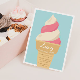 Aardbeienzwirl Ice Cream Birthday Kaart