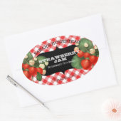 aardbeietiket Vruchtenreservaat Gingham Ovale Sticker (Envelop)
