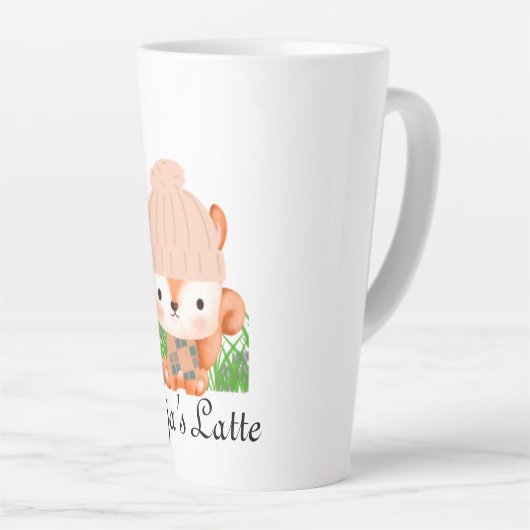Aardbeige stekelstaart met bloemen latte beker latte mok (Rechterhoek)
