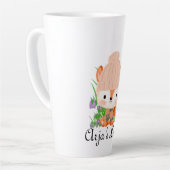 Aardbeige stekelstaart met bloemen latte beker latte mok (Linkerhoek)