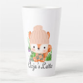 Aardbeige stekelstaart met bloemen latte beker latte mok (Voorkant)