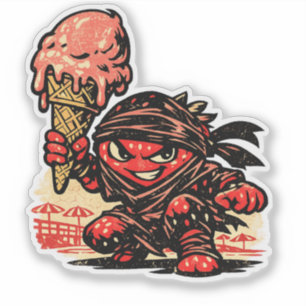 Aardbeimoordenaar Ijs — Vintage Zomerpret Sticker