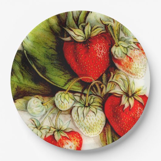 aardbeipapier papieren bordje (Voorkant)