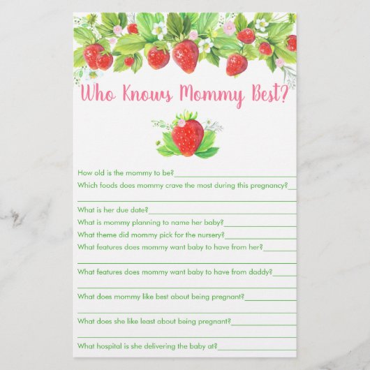 Aardbeiroze Floral die mama het beste spel kent (Voorkant)