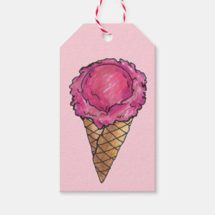 Aardbeiroze ijsschuimsteen cadeaulabel
